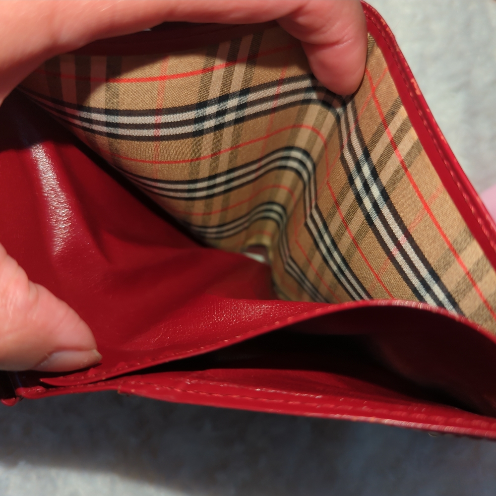 Burberry Authentic Leather Wallet Vintage Check Kisslock Bifold Gold Hardware - Picture 6 of 8